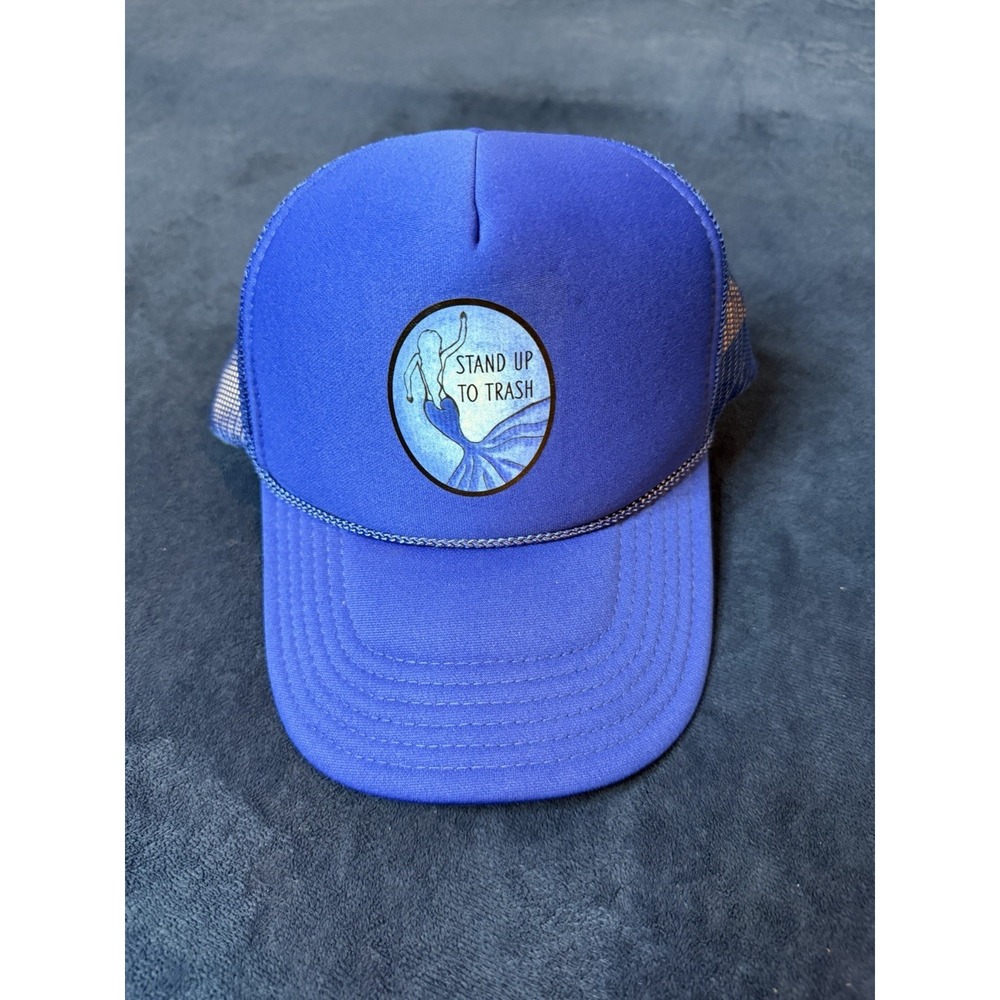 Vtg Otto Mermaid Snapback Hat Blue Stand Up To Trash Trucker Cap Mens OSFA